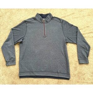 Tommy Bahama Men Large Gray /Blue Quarter Zip Pullover Sweatshirt Cotton Blend